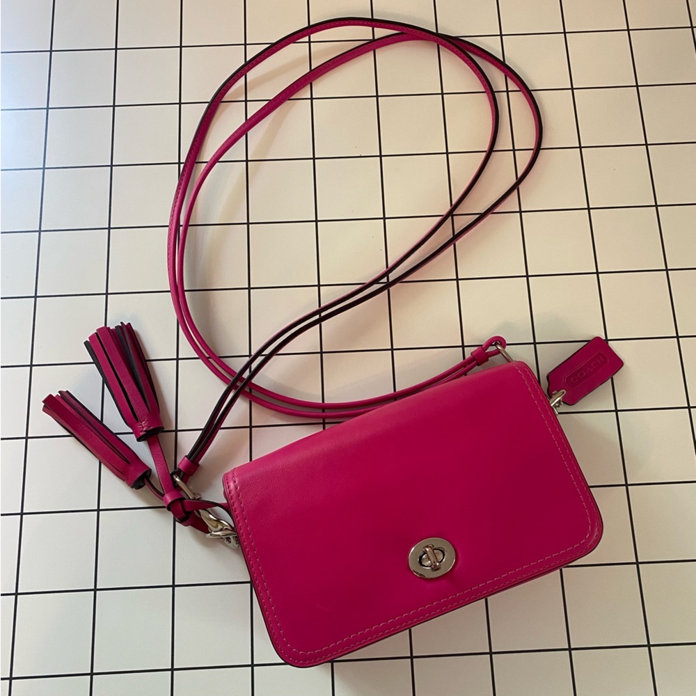Hot Pink Leather Crossbody Coach Purse